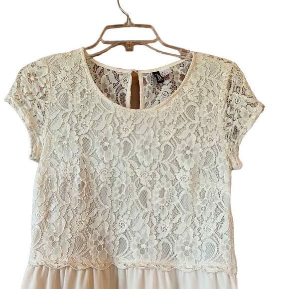 Divided Cream Lace and Chiffon Mini Dress Size 6 - Picture 4 of 14